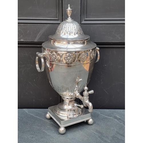 1152 - A late 18th/19th century electroplated samovar, 58cm high.