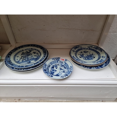 1156 - A collection of 18th/19th century Chinese blue and white plates, largest 25.5cm diameter, (some dama... 