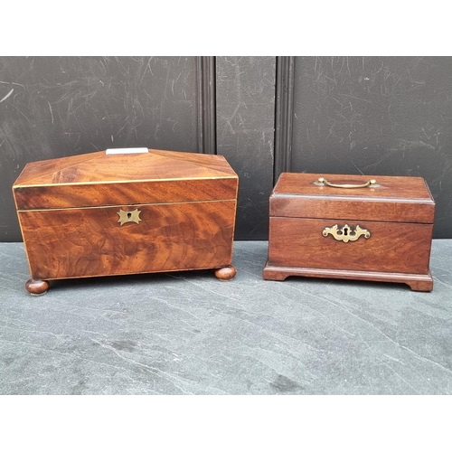 1189 - Two Georgian mahogany tea caddies, largest 29.5cm wide.