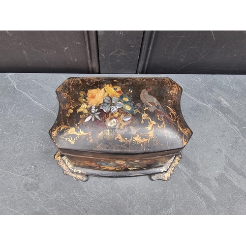 1191 - A Victorian papier mache tea caddy;  together with a composition pail, 28cm diameter. (2)... 