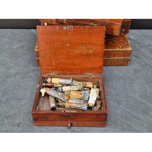 1200 - Four vintage artist's paint boxes, one labelled 'Winsor & Newton'.