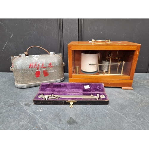 1202 - A mahogany barograph, 32.5cm wide; together with two other scientific instruments. (3)... 