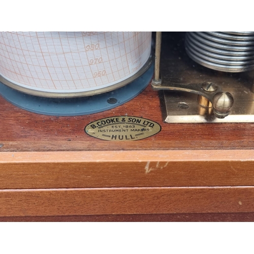 1202 - A mahogany barograph, 32.5cm wide; together with two other scientific instruments. (3)... 