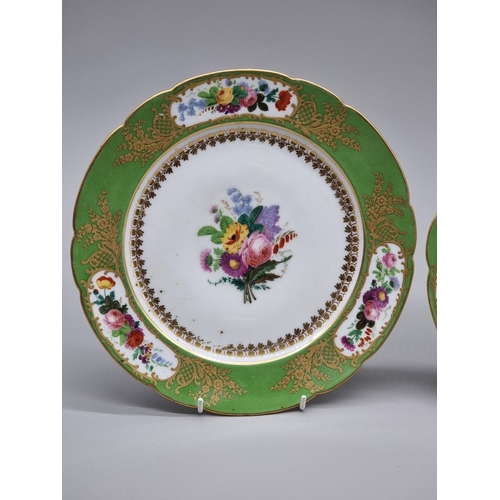 1242 - A pair of Paris porcelain cabinet plates, one indistinctly inscribed 'Feuillet', each finely painted... 