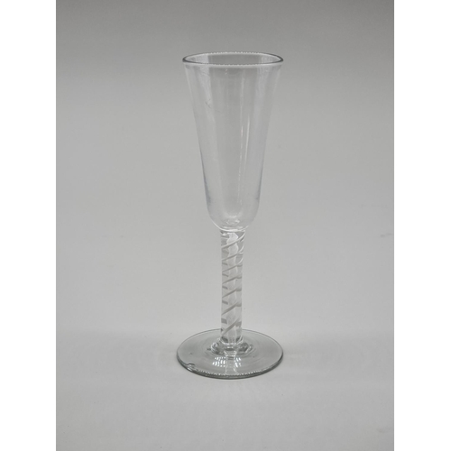 1249 - An 18th century double series opaque twist ale glass, 19.5cm high.