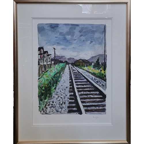 1270 - Bob Dylan, 'Train Tracks', signed in pencil and numbered 105/295, giclee print, I.54 x 41cm, with Ce... 