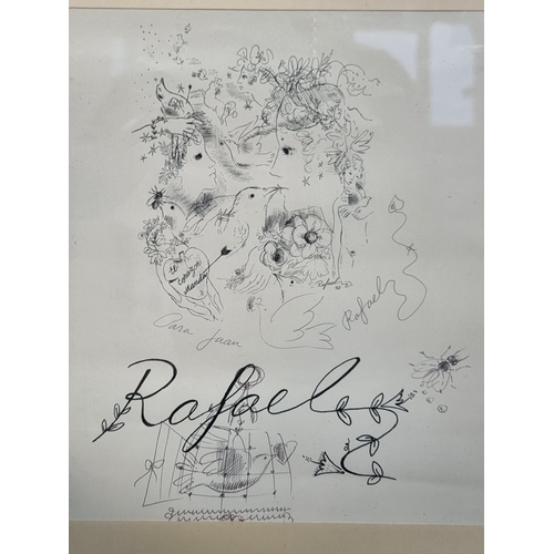 1273 - Rafael Alberti, a pen, ink and partially printed sketch, signed and inscribed, 29.5 x 32.5cm; togeth... 