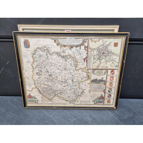 1299 - An antique hand coloured map of Herefordshire, by John Speede, 39 x 52cm; together with four 18... 