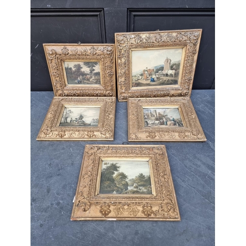 1300 - A set of five antique gilt framed prints, largest 17 x 24cm.