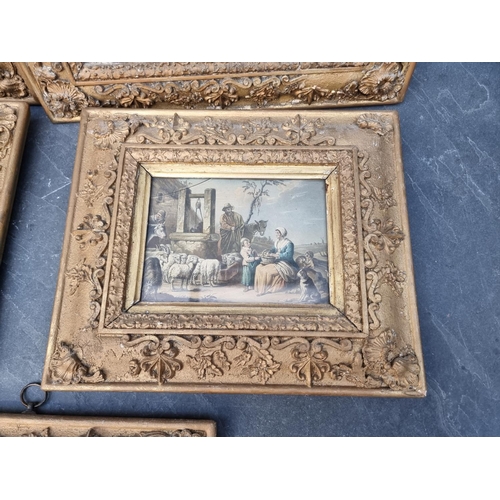 1300 - A set of five antique gilt framed prints, largest 17 x 24cm.