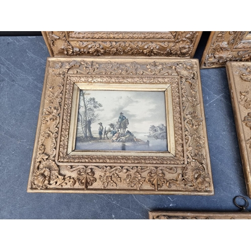 1300 - A set of five antique gilt framed prints, largest 17 x 24cm.