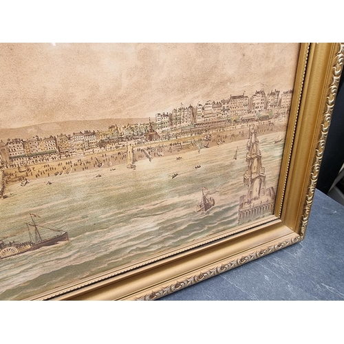 1301 - An old printed panorama of Brighton seafront, 18.5 x 91cm.