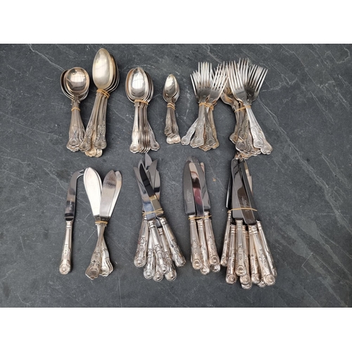 1322 - A part canteen of electroplated King's pattern cutlery.