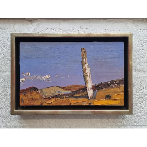 1330 - John Hartman, 'Ballinaby Standing Stones, Islay', signed and inscribed verso, oil on board, 24.... 