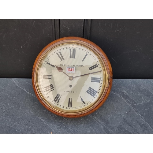 1341 - A small late 19th century mahogany fusee wall clock, the 10in painted dial inscribed 'Robt H Halford... 