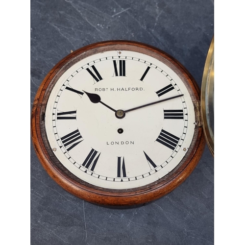 1341 - A small late 19th century mahogany fusee wall clock, the 10in painted dial inscribed 'Robt H Halford... 