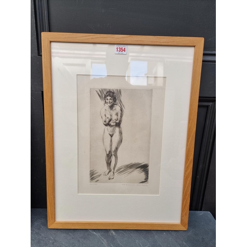 1354 - Hans Anker, standing female nude, signed and numbered 53/100, etching, pl.27.5 x 18cm; together... 