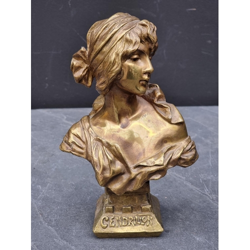 1375 - Emmanuel Villanis, ‘Cendrillon’, signed, gilt bronze, 21.5cm high.