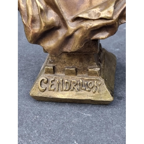 1375 - Emmanuel Villanis, ‘Cendrillon’, signed, gilt bronze, 21.5cm high.