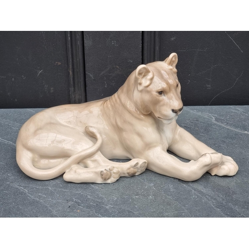 1383 - A large Royal Copenhagen lioness, 31cm long.