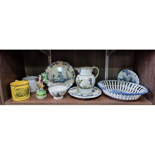 1384 - An interesting group of late 18th/early 19th century pearlware and creamware pottery, to include a p... 