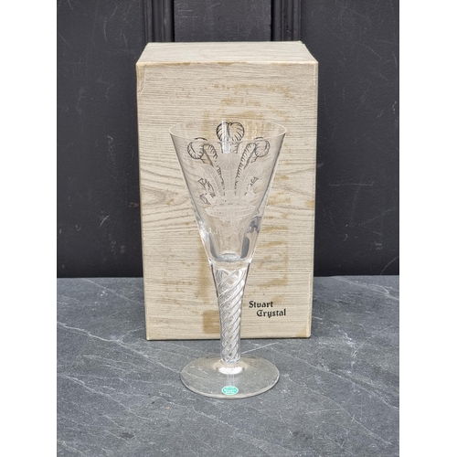 1391 - A Stuart limited edition Prince of Wales investiture glass goblet, 20.5cm high, boxed with certifica... 