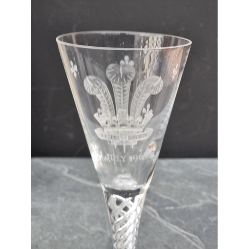 1391 - A Stuart limited edition Prince of Wales investiture glass goblet, 20.5cm high, boxed with certifica... 