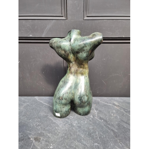 1409 - A verdigris bronze female torso sculpture, 41.5cm high.