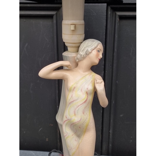 1429 - An Art Deco style figural table lamp, total height 50cm.