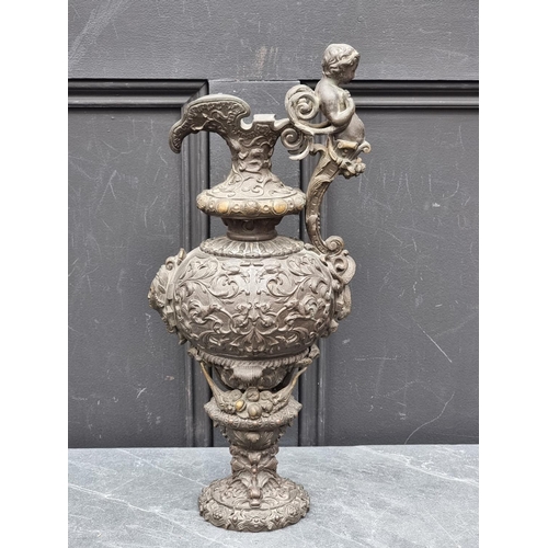 1442 - A large Renaissance style bronze ewer, 44cm high.