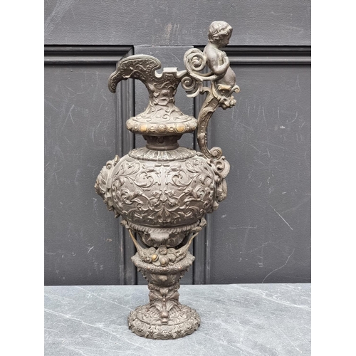 1442 - A large Renaissance style bronze ewer, 44cm high.