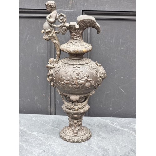 1442 - A large Renaissance style bronze ewer, 44cm high.