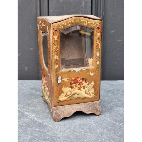 1473 - A vintage French novelty sedan chair pocket watch display case, 16.5cm high.