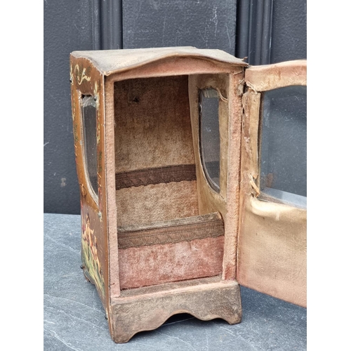 1473 - A vintage French novelty sedan chair pocket watch display case, 16.5cm high.