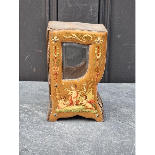 1473 - A vintage French novelty sedan chair pocket watch display case, 16.5cm high.