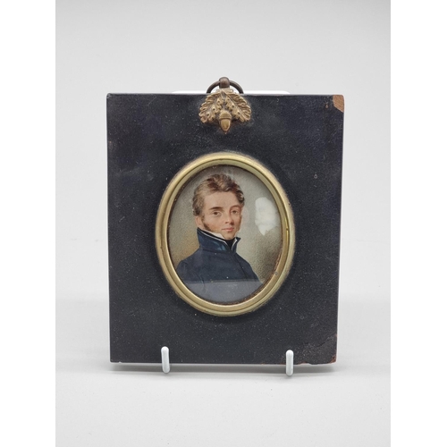 1475 - British School, early 19th century, head and shoulders portrait miniature of a gentleman, on ivory, ... 