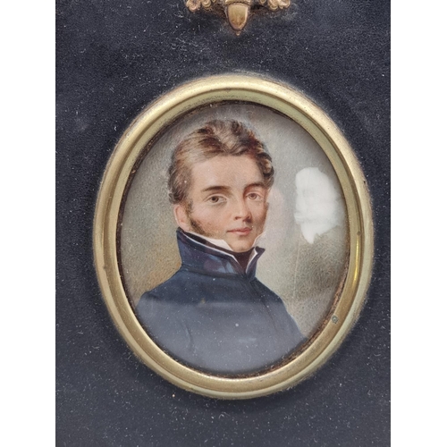 1475 - British School, early 19th century, head and shoulders portrait miniature of a gentleman, on ivory, ... 