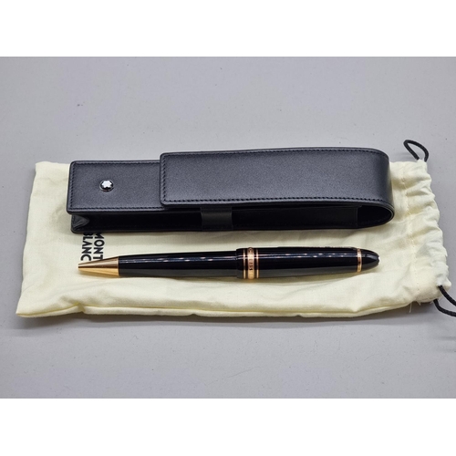 1517 - A Montblanc Meisterstuck 'LeGrand' gold coated ballpoint pen, in Montblanc black leather case and dr... 