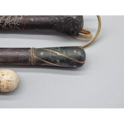 1533 - A 19th century cosh; together with a parasol handle; and a small vintage screwdriver. (3)... 