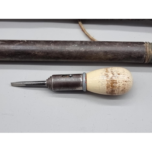 1533 - A 19th century cosh; together with a parasol handle; and a small vintage screwdriver. (3)... 