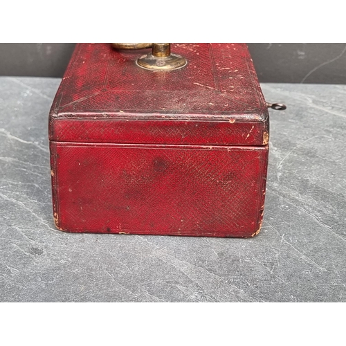 1534 - A rare Victorian red leather 'War Office' dispatch box, with crown and VR cypher, inscribed 'Wickwar... 