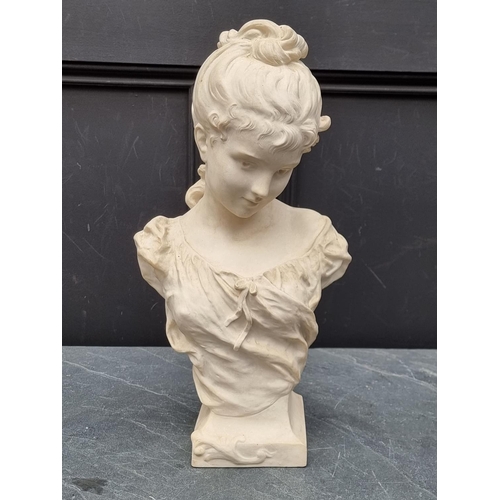 1538 - A carved white composition marble bust, 43cm high.