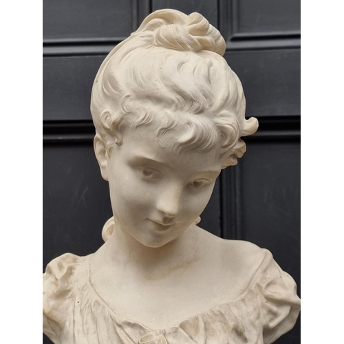 1538 - A carved white composition marble bust, 43cm high.