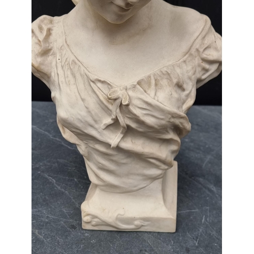 1538 - A carved white composition marble bust, 43cm high.