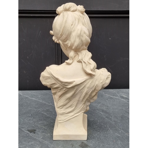 1538 - A carved white composition marble bust, 43cm high.