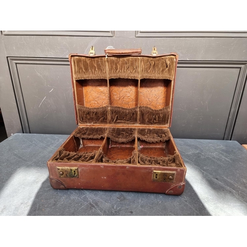 1219 - An unusual 1930s Harrods leather shoe case, 43.5cm wide.