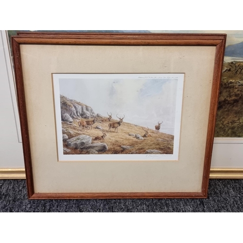 1572 - Frank Wallace, Red Deer in a Highland landscape, signed and dated 1920, watercolour and bodycolour, ... 