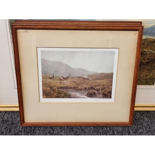 1572 - Frank Wallace, Red Deer in a Highland landscape, signed and dated 1920, watercolour and bodycolour, ... 