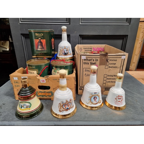 105 - Seventeen Bell's Whisky decanters, to include two half bottles, some boxed. (17)