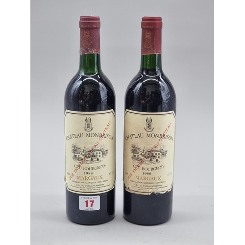 17 - Two 75cl bottles of Chateau Monbrison, 1988, Cru Bourgeois Margaux. (2)